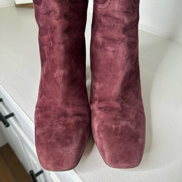 Valentino Garavani Suede Knee-High Boots Braided Strap | Wine Burgundy – Size 9 - Picture 6 of 13